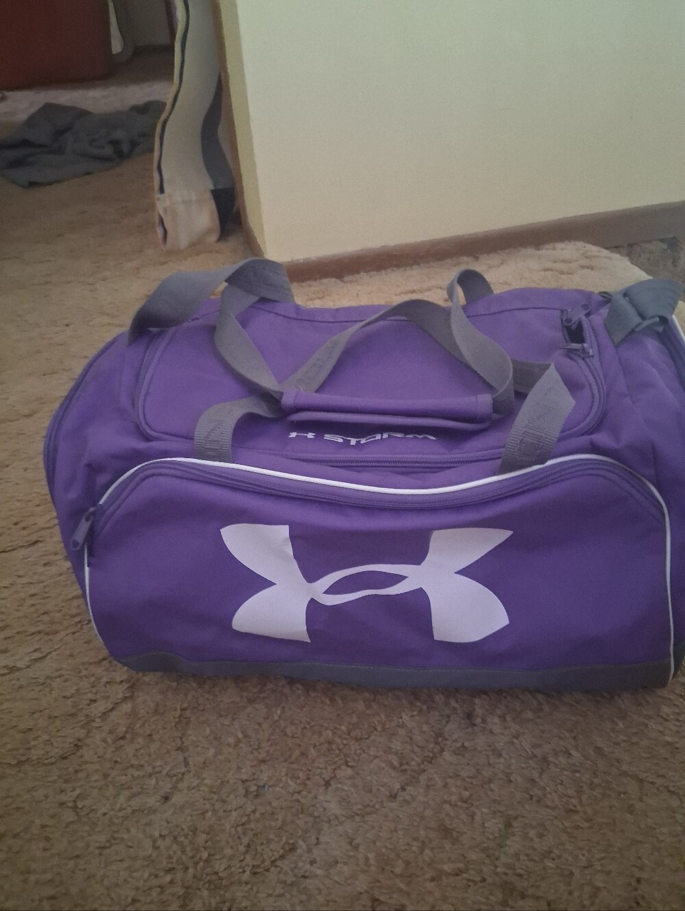 Under Armour Purple Duffel Bag with Gray Accents